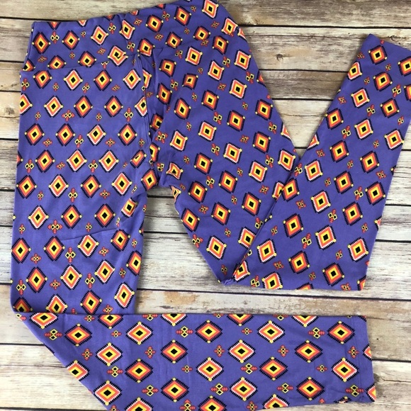 19 LuLaRoe Purple Aztec Print Leggings - Picture 3 of 4
